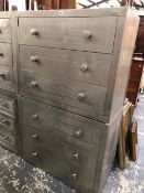 A PAIR OF CONTEMPORARY DESIGNER METAL CLAD THREE DRAWER CHESTS (2)