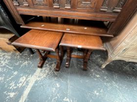 A NEST OF THREE OAK TABLES (3)