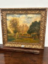 EARLY 20th CENTURY SCHOOL A GARDEN SCENE OIL ON CANVAS