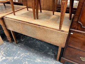 A 19th C. OAK PEMBROKE SCULLERY TABLE WITH A DRAWER TO EACH NARROW END. W 123 x D 120 x H 76cms.