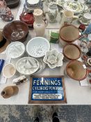 POTTERY JELLY MOULDS, COLANDERS AND DAIRY VESSELS