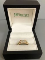 A 9ct HALLMARKED GOLD DIAMOND SET SIGNET TYPE RING FINGER SIZE U. WEIGHT 3.59grm