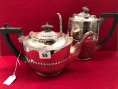 A HALLMARKED SILVER TEAPOT AND ONE OTHER. GROSS SILVER WEIGHT 574grms.