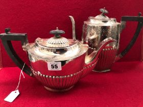 A HALLMARKED SILVER TEAPOT AND ONE OTHER. GROSS SILVER WEIGHT 574grms.