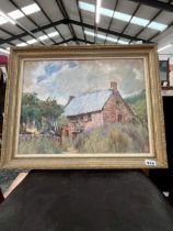 F PALMER DESERTED FARM, SIGNED, OIL ON BOARD