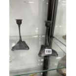 A PAIR OF GERMAN ART NOUVEAU PEWTER CANDLESTICKS