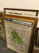 A COLLECTION OF NAUTICAL AND MARITIME PRINTS INCLUDING A HISTORICAL MAP OF GREENWICH (9 )