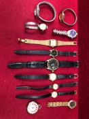 A COLLECTION OF WRISTWATCHES TO INCLUDE TISSOT, ACQA, SEIKO, ROTARY, BURGANA OMNIA SMALL FOB