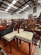 FOUR INLAID EDWARDIAN MAHOGANY DINING CHAIRS (4)