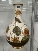 A MID VICTORIAN WEDGWOOD VASE PAINTED WITH WATER LILIES