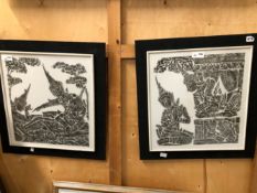 A PAIR OF ORIENTAL RUBBED IMAGES.