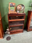 A VINTAGE GLOBE WERNICK FOUR SECTION MAHOGANY BOOKCASE.