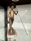 AFTER GIOVANNI DE MARTINO (1870-1935), A BRONZE FIGURE OF A FISHER BOY WITH NET