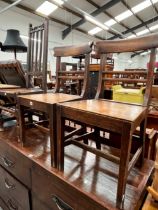 A PAIR OF ANTIQUE ELM PLANK SEAT CHAIRS, TOGETHER WITH ANOTHER EARLY CHAIR (3)