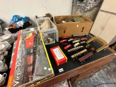 A HORNBY VIRGIN TRAINS 125 ELECTRIC TRAIN SET DOUBLE O GAUGE, VARIOUS ACCESSORIES, POWER UNITS,