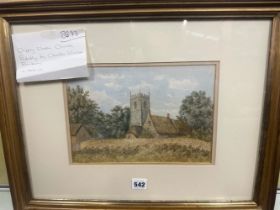 ATTRIBUTED TO CHARLES WINDSOR 20th CENTURY ENGLISH SCHOOL, CHIPPING WARDEN CHURCH WATERCOLOUR