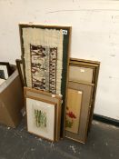 A COLLECTION OF VARIOUS FRAMED TEXTILES TOGETHER WITH TWO PICTURES BY VARIOUS HANDS (9)