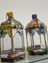 TWO HANDMADE RECYCLED TIN LANTERNS