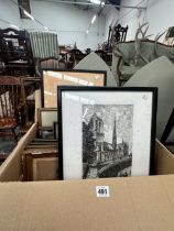 A COLLECTION OF ANTIQUE AND LATER HAND COLOURED PRINTS ETCHING ETC.