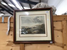 A FRAMED PRINT OF HARE COURSING