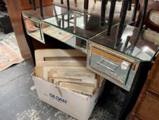 A CONTEMPORARY BEVELLED MIRRORED DRESSING TABLE