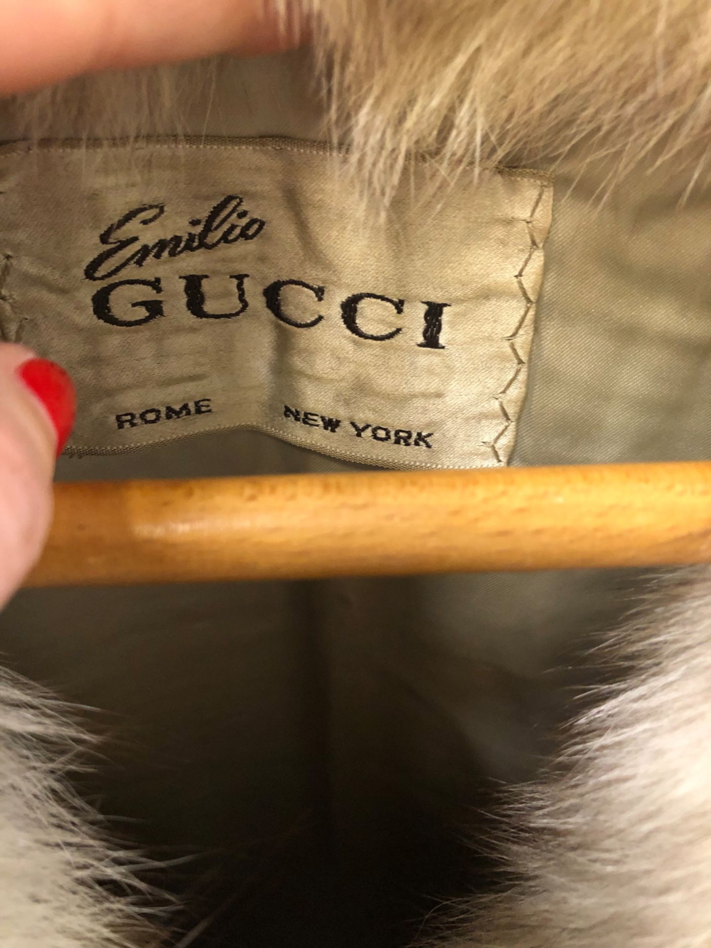 FUR COAT: EMILIO GUCCI, WHITE WITH HORIZONTAL GREY TINGED BANDS, WITH ZIPPED BAND TO ADJUST THE - Image 17 of 17