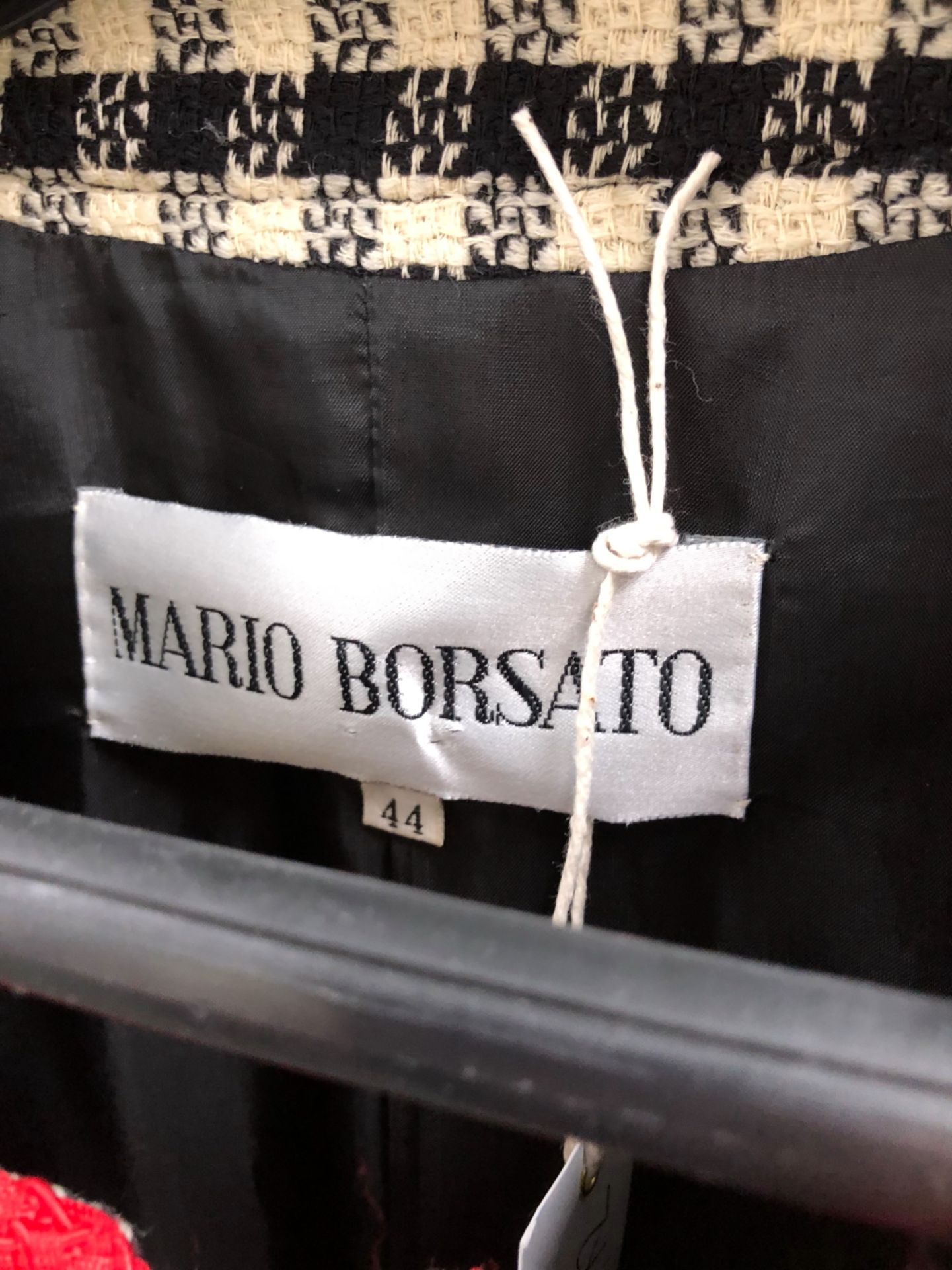 A MARIO BORSATO BLACK AND WHITE CHECKED LADIES BLAZER WITH RED TRIM SIZE 44, TOGETHER WITH A MARIO - Image 4 of 6
