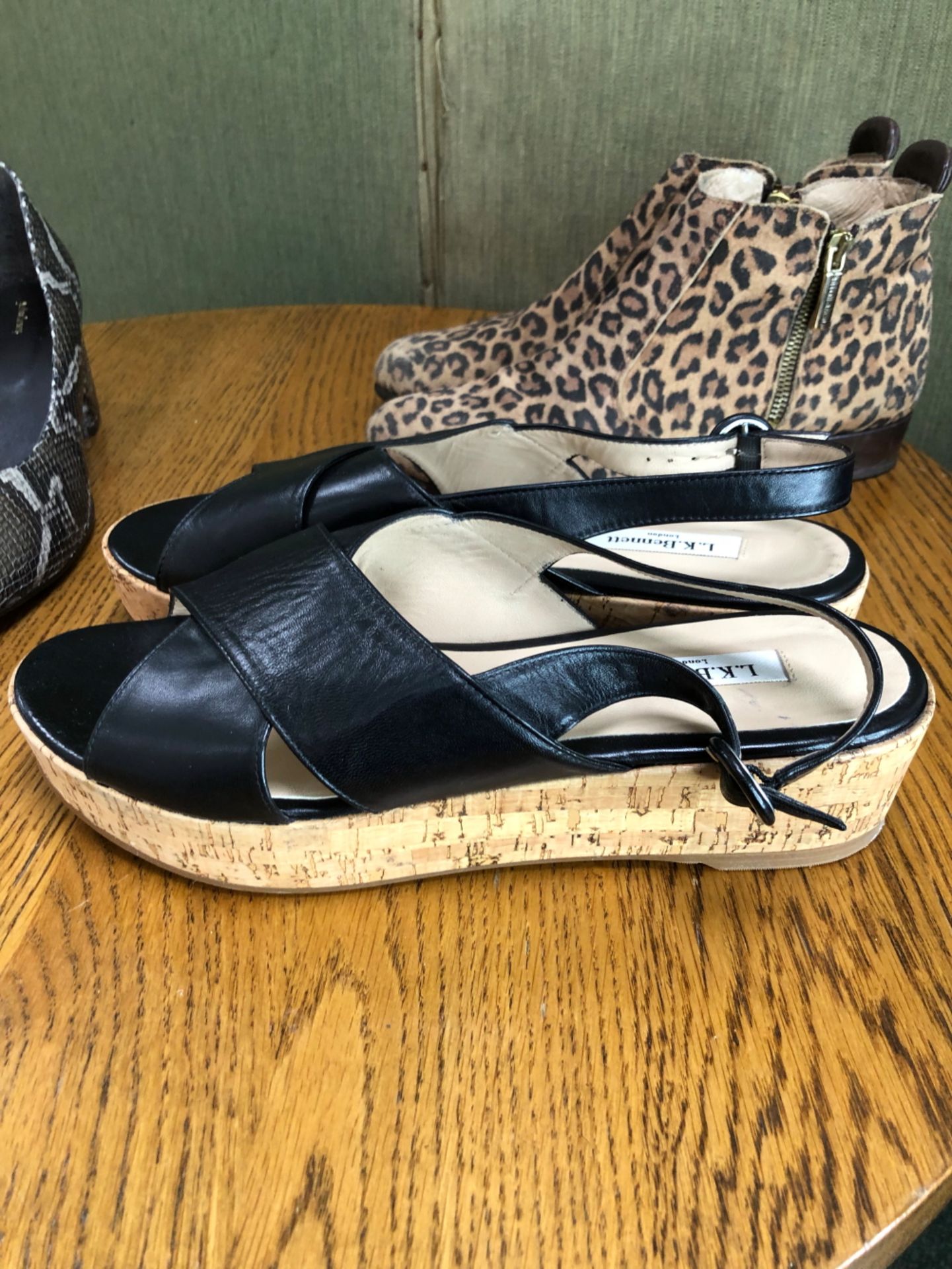 SHOES: A PAIR OF L.K BENNETT CORKED PLATFORM BLACK SANDALS EU SIZE 41, TOGETHER WITH A PAIR OF - Image 7 of 10