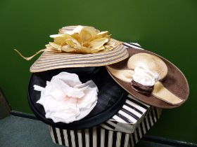 HATS. THREE LADIES HATS. WHITELEY MADE IN ENGLAND AND TWO OTHERS.