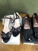 SHOES: A PAIR OF L.K BENNETT LONDON BLACK SNAKE SKIN EFFECT SANDALS WITH DUST BAG (BOXED) EU SIZE