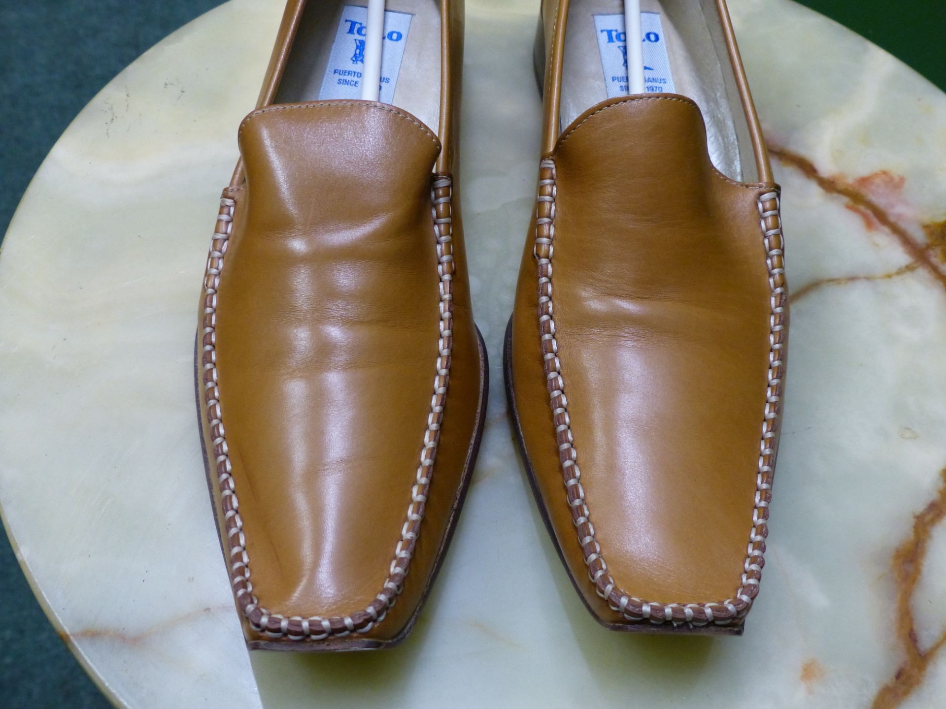 SHOES. TOLO PUERTOBANUS SPANISH TAN LEATHER MULES SIZE EUR 39. - Image 2 of 5