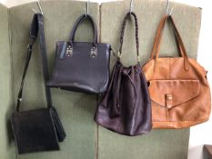 A ZARA WOMAN LARGE BROWN HANDBAG W 45cm, TOGETHER WITH A DARK BROWN LEATHER PAUL COSTELLOE BAG, A