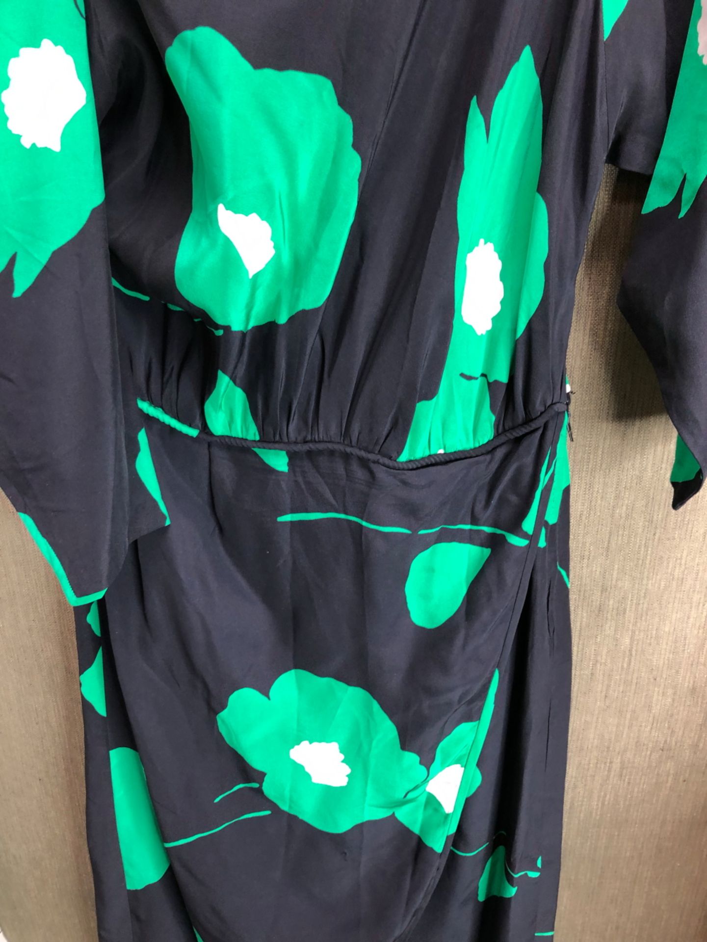 A CELINE PARIS BLUE, WHITE AND GREEN FLORAL PRINT DRESS SIZE 40, AND A FURTHER SCOOP BACK DRESS OF - Image 6 of 12