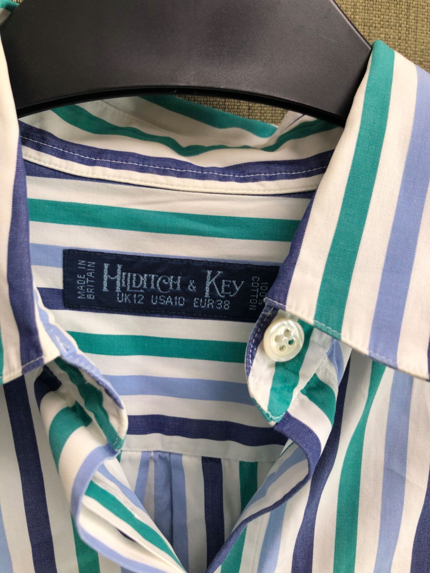 A HILDITCH & KEY BLUE AND GREEN STRIPPED COTTON SHIRT UK SIZE 12, TOGETHER WITH A ZARA WOMAN LIGHT - Image 15 of 19