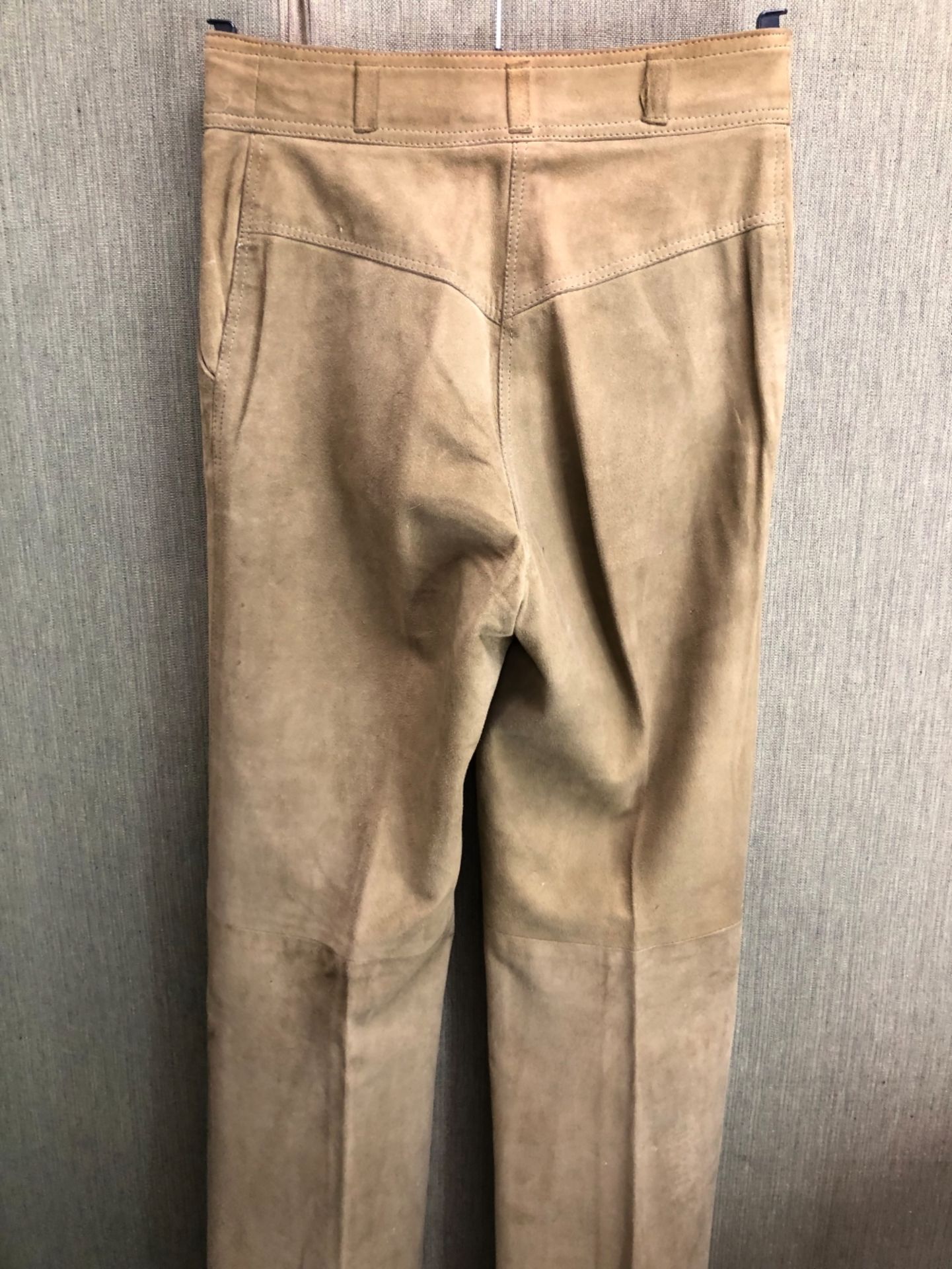 TWO PAIRS OF PATTI SEARLE PALE GREEN FLARED SUEDE TROUSERS ONE 38 INCH HE OTHER 34 INCH, TOGETHER - Image 18 of 26