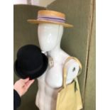 A GIRLS BOATER HAT "THE RIDGMONT", TOGETHER WITH A HEPSWORTH BOWLER HAT SIZE 71/8 AND A AS NEW