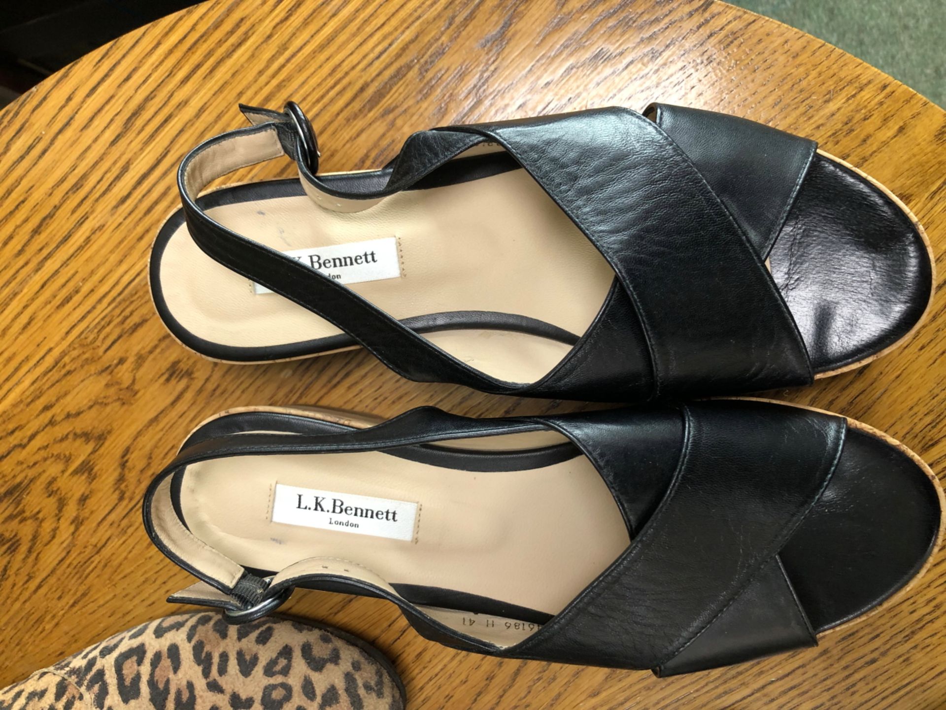 SHOES: A PAIR OF L.K BENNETT CORKED PLATFORM BLACK SANDALS EU SIZE 41, TOGETHER WITH A PAIR OF - Image 2 of 10