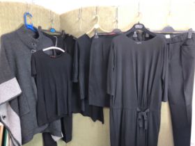 A PAULE KA BLACK DRESS SIZE LARGE, TOGETHER WITH A JIL SANDER BLACK SKIRT, A PAIR OF JOSEPH BLACK