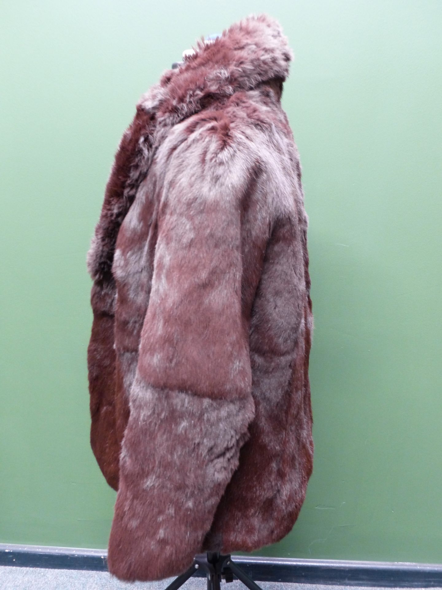 COAT. FRENCH CONEY 100% MADE IN KOREA RABBIT HAIR. SHOULDER TO CUFF 64cm. SHOULDER TO HEM 74cm. - Image 2 of 8