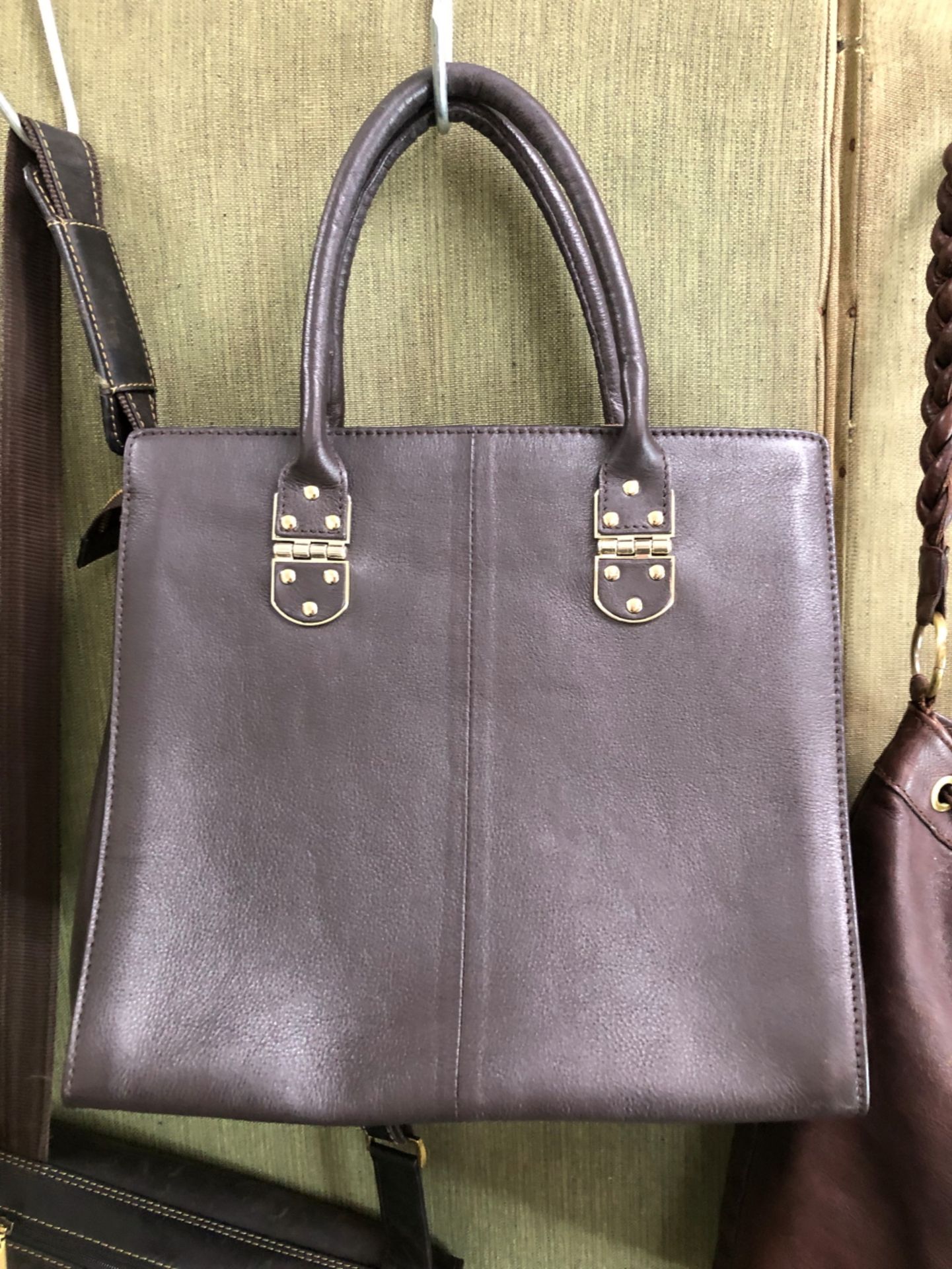 A ZARA WOMAN LARGE BROWN HANDBAG W 45cm, TOGETHER WITH A DARK BROWN LEATHER PAUL COSTELLOE BAG, A - Image 9 of 11