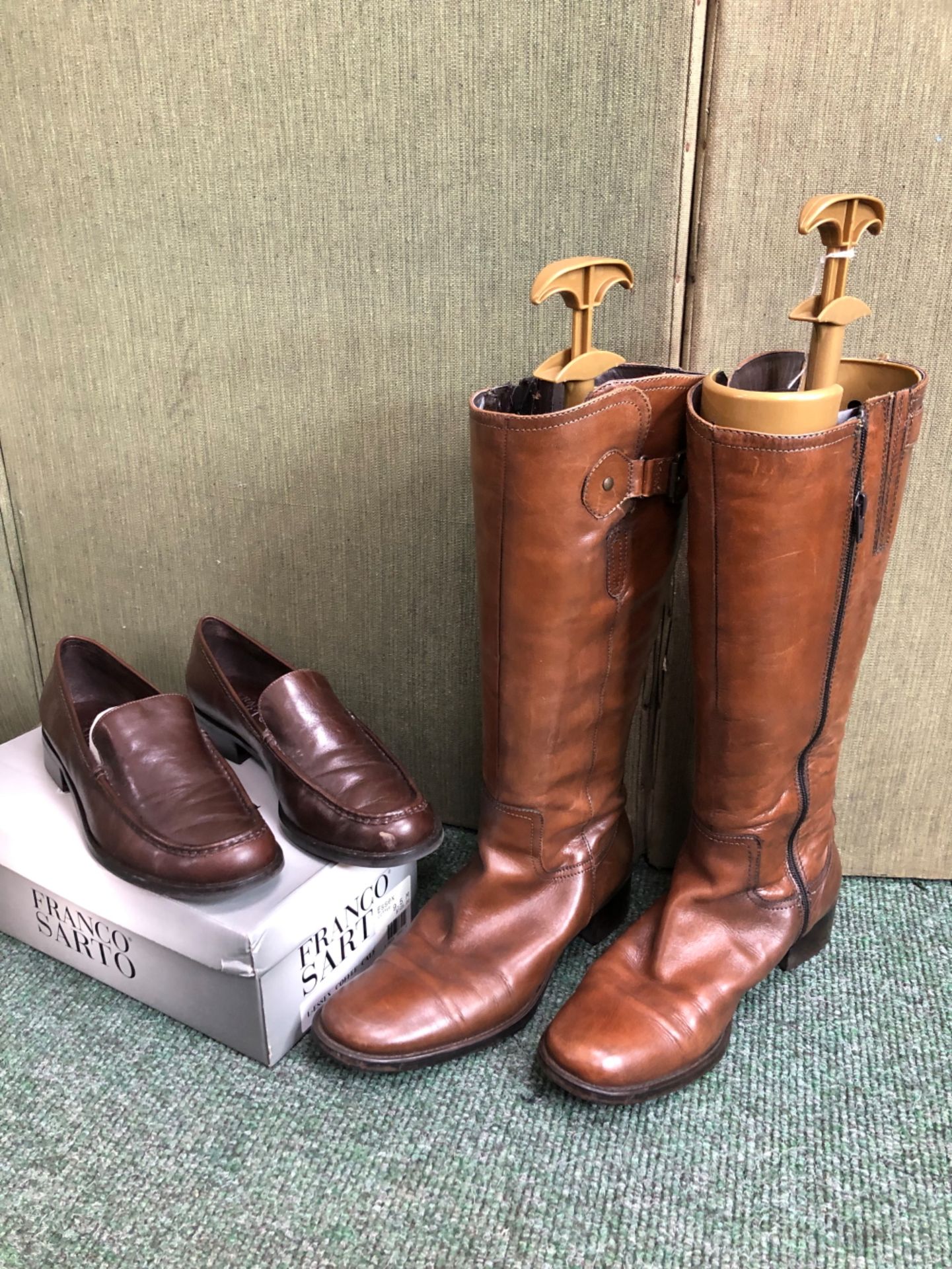 BOOTS. A LONG PAIR OF YOUR SIXTH SENSE BROWN BOOTS SIZE EUR 40, TOGETHER WITH A PAIR OF FRANCO SARTO
