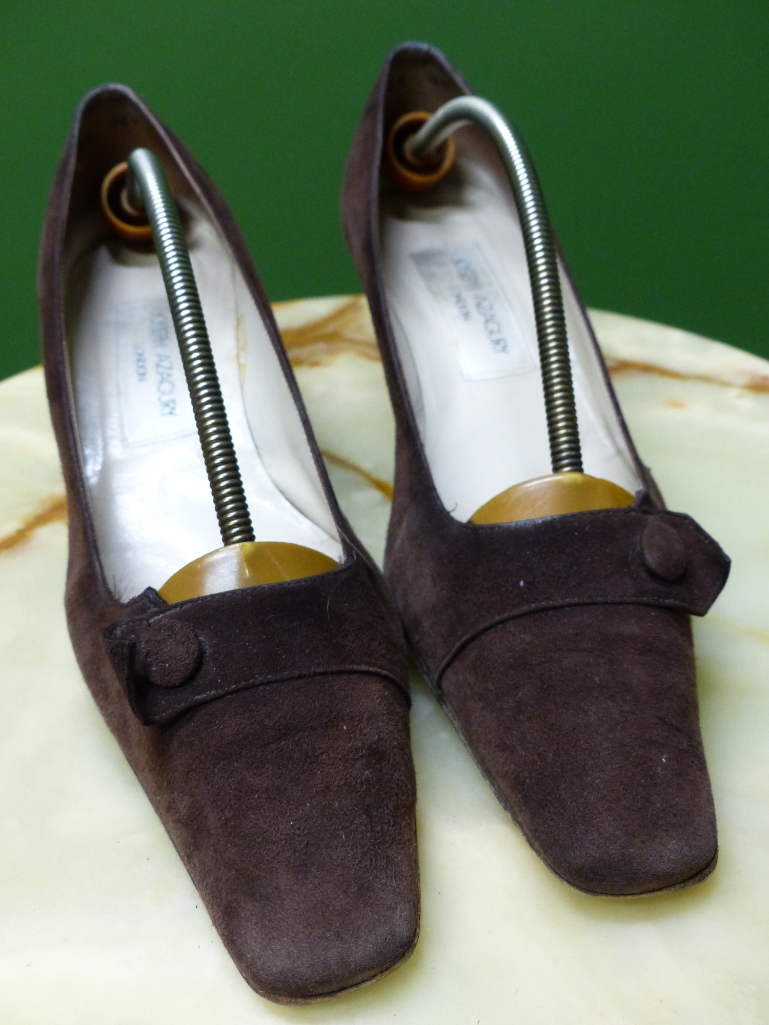 SHOES. TWO PAIRS OF JOSEPH AZAGURY LONDON.. SUEDE HEELED SHOES TAUPE SIZE EUR 39.5 AND SUEDE BROWN - Image 11 of 11