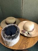 HATS: A BARBOUR LARGE AMBUSH HAT, A SCALA GOLD SUMMER HAT AND A STRAW MULBERRY HAT (3)