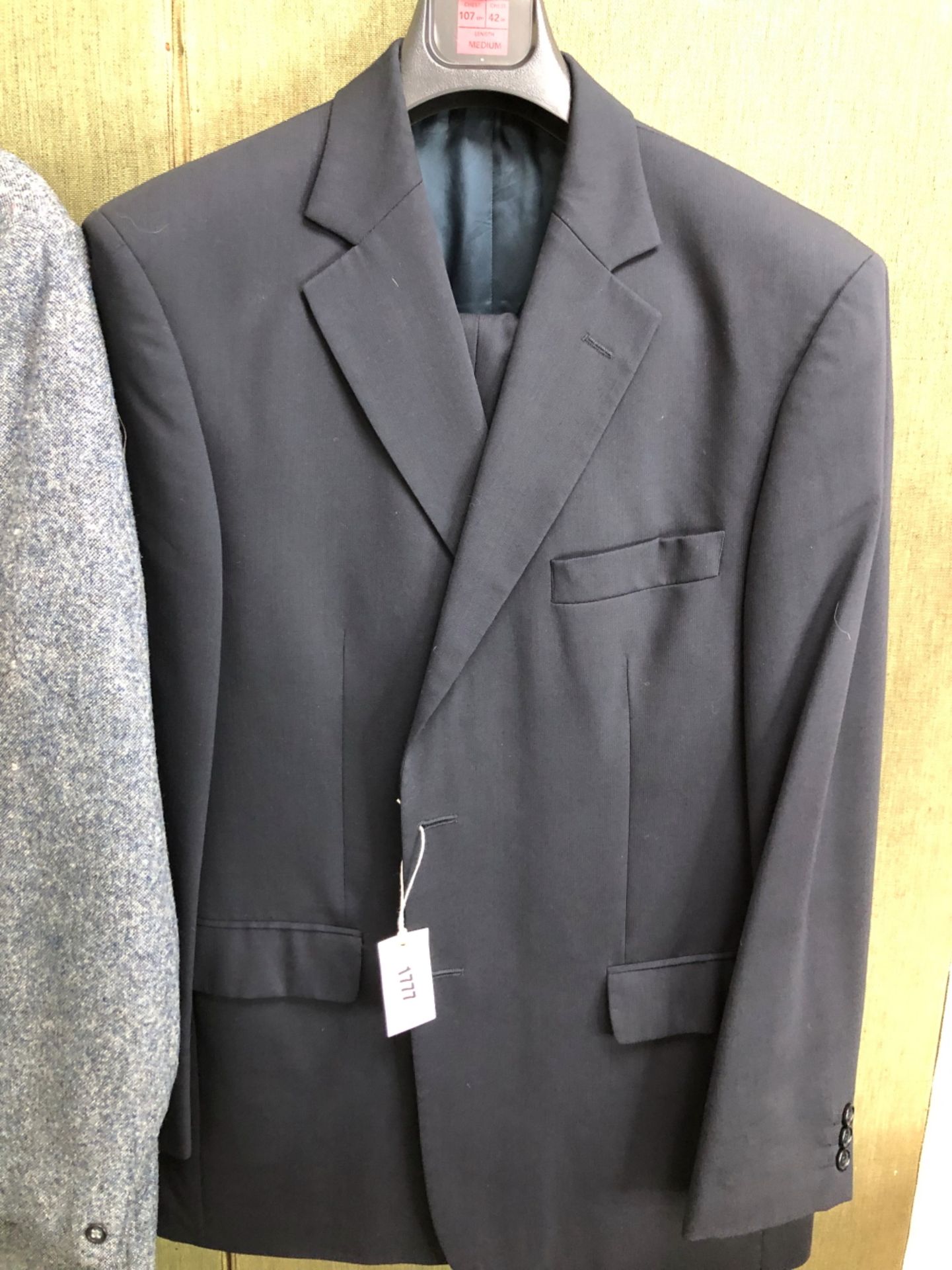 GENTS SUIT: MARKS AND SPENCER, BLACK, CHEST 42, WAIST 36, INSIDE LEG 29, TOGETHER WITH GENTS JACKET: - Image 2 of 7