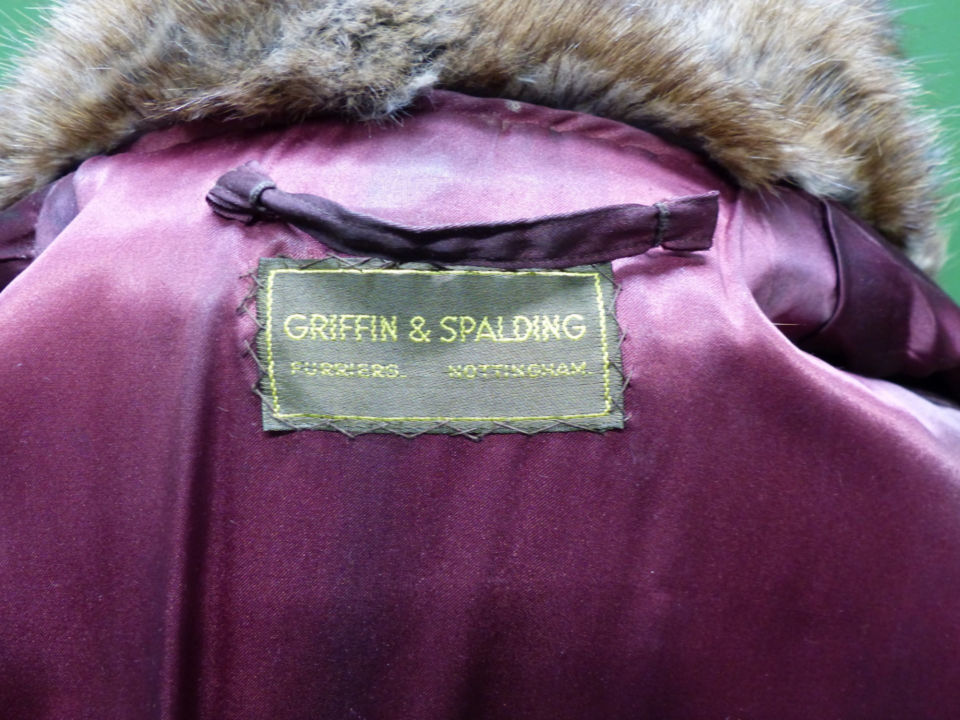 COAT. GRIFFIN & SPALDING, FURRIERS, NOTTINGHAM SHOULDER TO CUFF 61 cm. SHOULDER TO HEM 116cm.PIT - Image 8 of 13