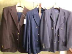BLAZER AND TROUSERS: MAN IN WOOL, BROWN JACKET, CHEST 42", C&A BLUE TROUSERS, WAIST 40", A DOUBLE
