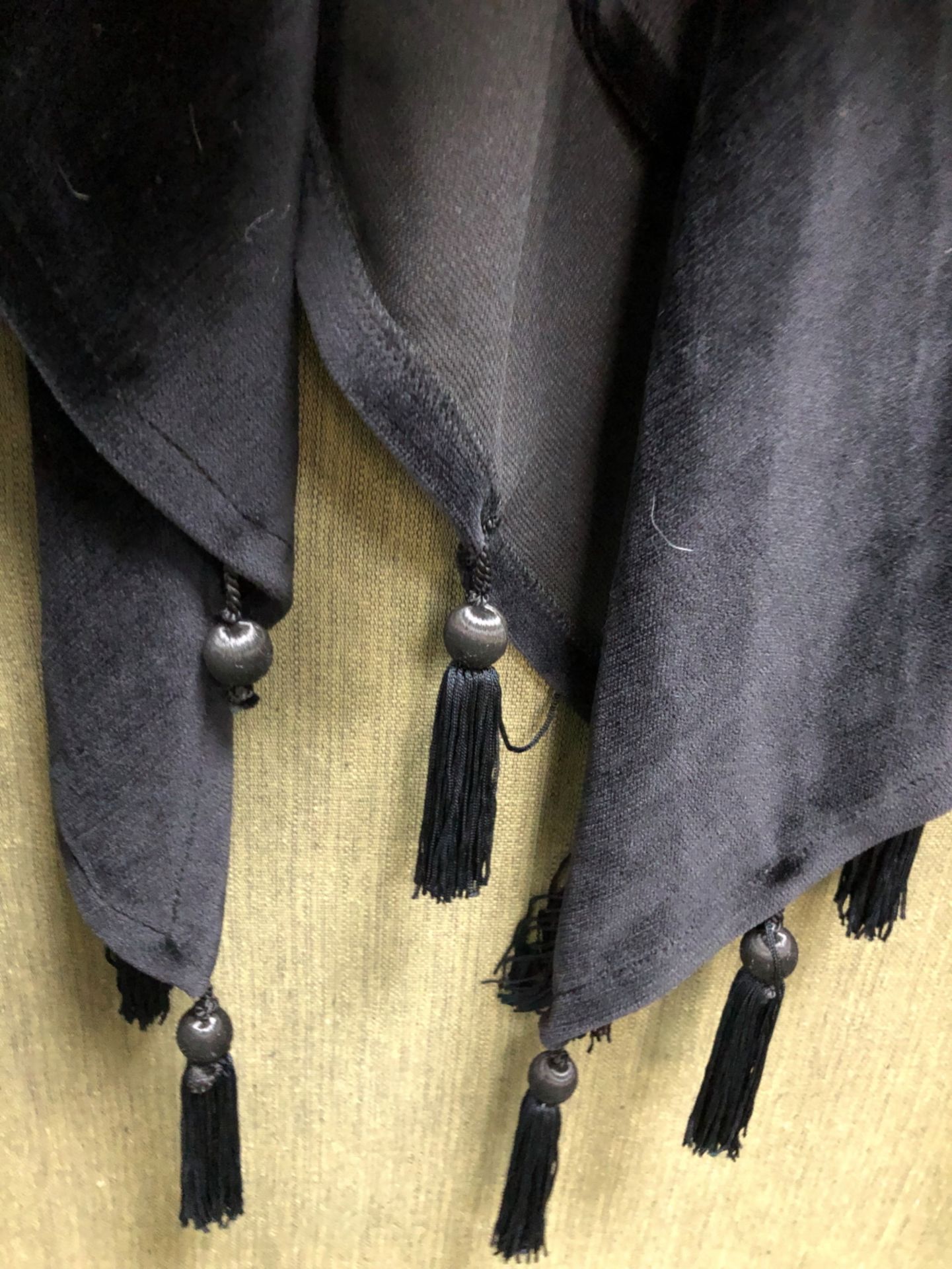 A FRANK USHER VELVET CAPE WITH TASSEL TRIM AND A MONO MADE IN ENGLAND BROWN VELVET HOODED LONG - Image 4 of 9