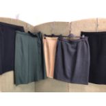 SKIRTS: A GREEN WOOL GIANNI VERSACE SKIRT SIZE 44, A DARK GREY VALENTINO SKIRT SIZE 12, A BLACK JILL