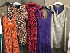 FIVE DRESSES TO INCLUDE F&F SIZE12, CASUAL COLLECTION F&F UK 10, PHASE EIGHT SIZE 12, ETC.