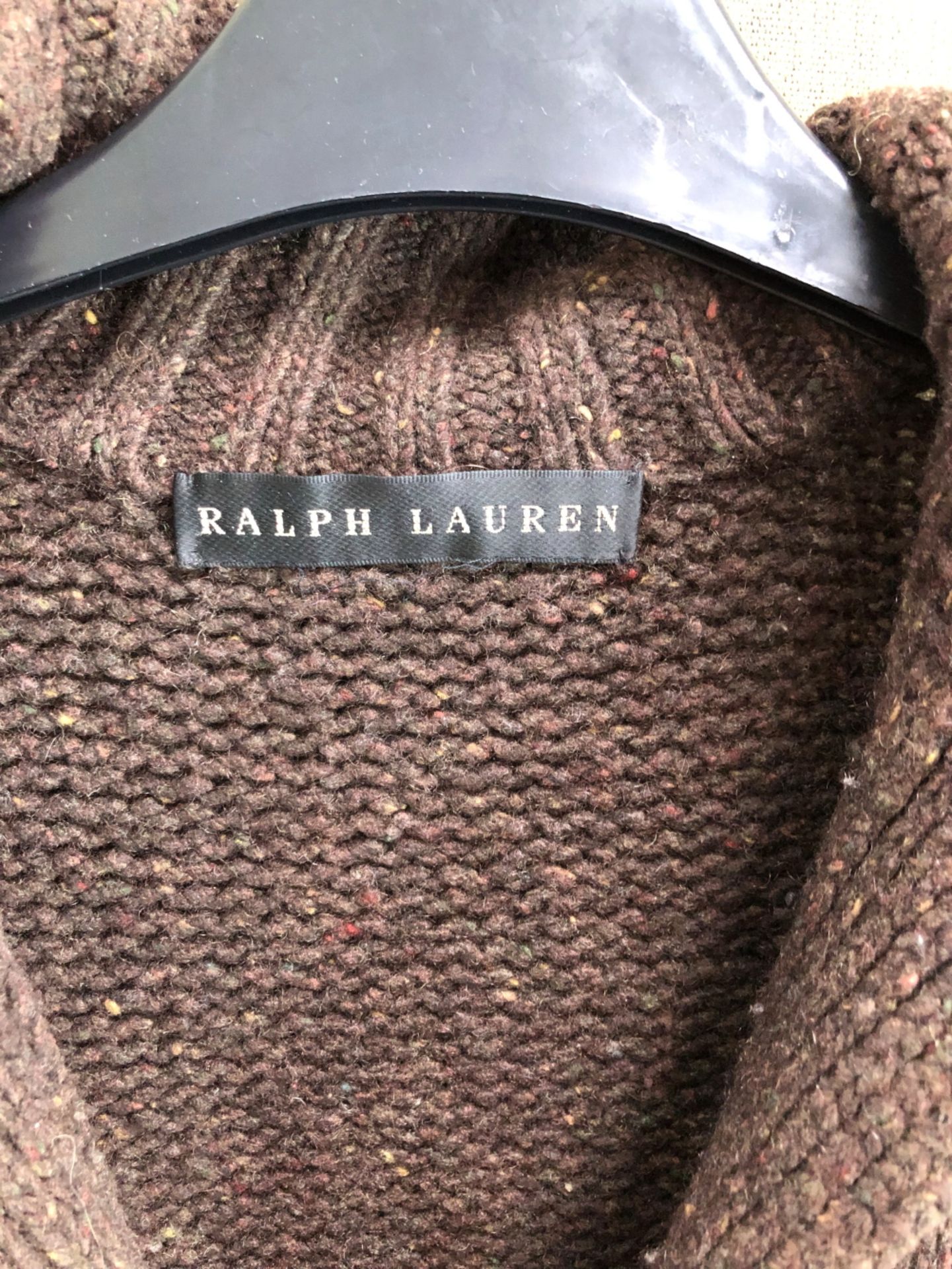 A BROWN RALPH LAUREN CASHMERE CARDIGAN WITH LEATHER ELBOW PADS, TOGETHER WITH BROWN RICH BITCH OF - Image 17 of 21